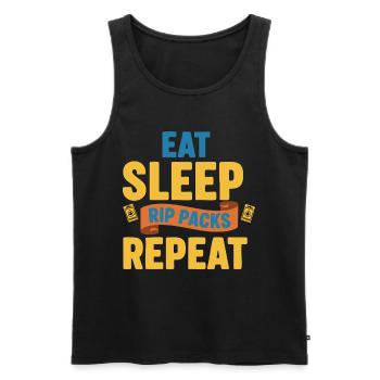 Eat Sleep Rip Packs Wiederholender Sammelkarten-Sammler - Männer Premium Bio Tank Top - Schwarz - Vorne - AI Model Male 178 light (178cm)