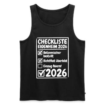 Checkliste Eigenheim 2026 Hausbau - Männer Premium Bio Tank Top - Schwarz - Vorne - Michal (187cm)