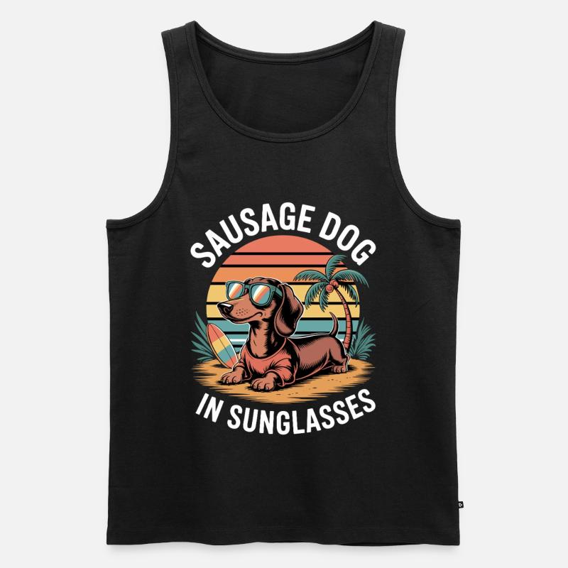Beach Dackel - Männer Premium Bio Tank Top - Schwarz