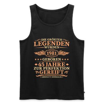 Größte Legenden 1981 geboren – 45. Geburtstag - Männer Premium Bio Tank Top - Schwarz - Vorne - Michal (187cm)