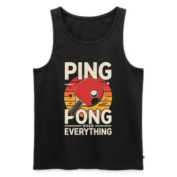 T-shirt de ping-pong – Motif rétro de tennis de table - Débardeur bio Premium Homme - noir - Devant - Michal (187cm)