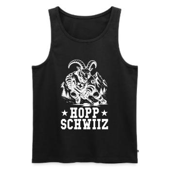 Hopp Schwiiz Eishockey Geißbock Schweizer Fan - Männer Premium Bio Tank Top - Schwarz - Vorne - Michal (187cm)
