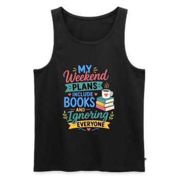 Lesen Bücher Roman Fan Leseratte Design - Männer Premium Bio Tank Top - Schwarz - Vorne - Michal (187cm)