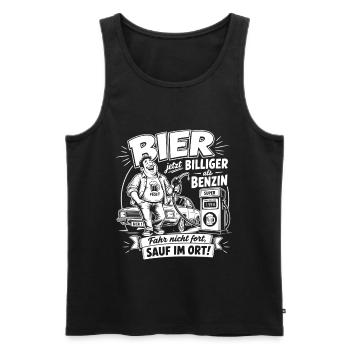 Bier Jetzt Billiger Als Benzin - Fahr Nicht Fort - Männer Premium Bio Tank Top - Schwarz - Vorne - Michal (187cm)