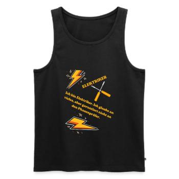 Elektriker T-Shirt Lustiges Geschenk Beruf Humor!! - Männer Premium Bio Tank Top - Schwarz - Vorne - AI Model Male 178 light (178cm)