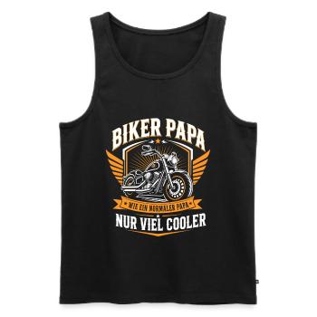 Biker Papa – Mehr Als Normal - Männer Premium Bio Tank Top - Schwarz - Vorne - Michal (187cm)