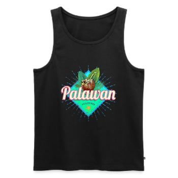 Palawan Island in the Philippines with Coconut - Men's Premium Organic Tank Top - black - Front - AI Model Male 178 light (178cm)