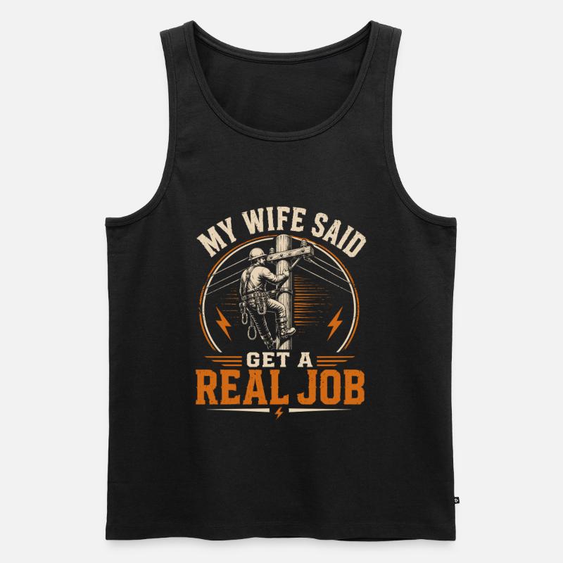 Lineman Electricity Engineer Dad Design - Men's Premium Organic Tank Top - black