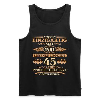 Einzigartig seit 1981 – 45. Geburtstag Geschenk - Männer Premium Bio Tank Top - Schwarz - Vorne - Michal (187cm)