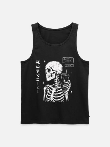 Kaffee Skelett Japan Style Shirt - Männer Premium Bio Tank Top - Schwarz