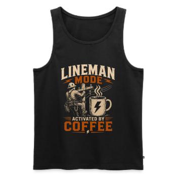 Lustiger Lineman Kaffee Strom Arbeit - Männer Premium Bio Tank Top - Schwarz - Vorne - AI Model Male 178 light (178cm)