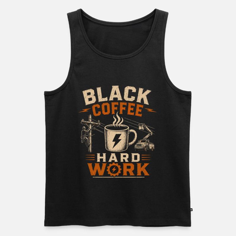 Café devant la ligne électrique - Débardeur bio Premium Homme - noir