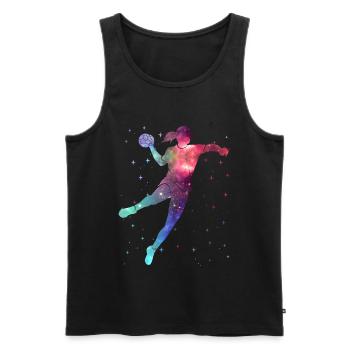 Handball Handballspielerin Weltraum Handballerin - Männer Premium Bio Tank Top - Schwarz - Vorne - Michal (187cm)
