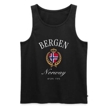Couronne des armoiries de Bergen, Norvège, – Souvenir de voyage - Débardeur bio Premium Homme - noir - Devant - AI Model Male 178 light (178cm)