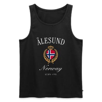 Couronne d’armoiries d’Ålesund Norvège – Souvenir de voyage - Débardeur bio Premium Homme - noir - Devant - AI Model Male 178 light (178cm)