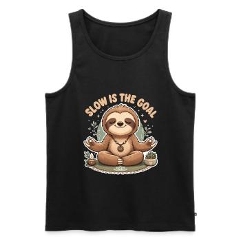Langsam ist das Ziel Niedliche Meditierende Trägheit - Männer Premium Bio Tank Top - Schwarz - Vorne - AI Model Male 178 light (178cm)