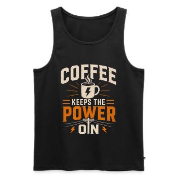Kaffee hält Die Stromversorgung Aufrecht - Männer Premium Bio Tank Top - Schwarz - Vorne - AI Model Male 178 light (178cm)