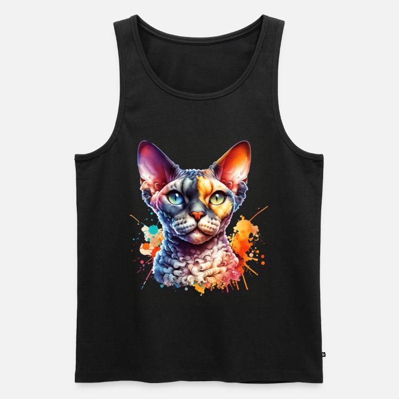 Devon Rex Motiv - Männer Premium Bio Tank Top - Schwarz