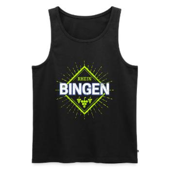 Bingen am Rhein in Deutschland mit Weintrauben - Männer Premium Bio Tank Top - Schwarz - Vorne - Michal (187cm)