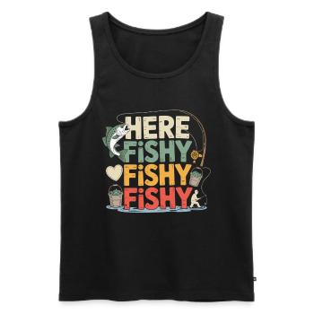 Voici poissons cadeaux pêcheurs et amateurs de poissons - Débardeur bio Premium Homme - noir - Devant - AI Model Male 178 light (178cm)