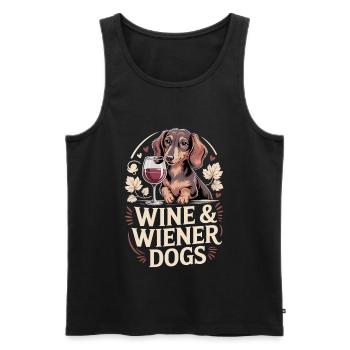 Wine & Viennese Dogs - Men's Premium Organic Tank Top - black - Front - AI Model Male 178 light (178cm)
