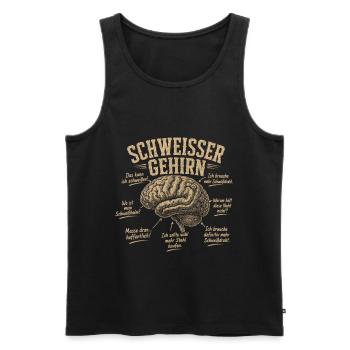 Schweißer Gehirn Humor Shirt - Männer Premium Bio Tank Top - Schwarz - Vorne - Michal (187cm)