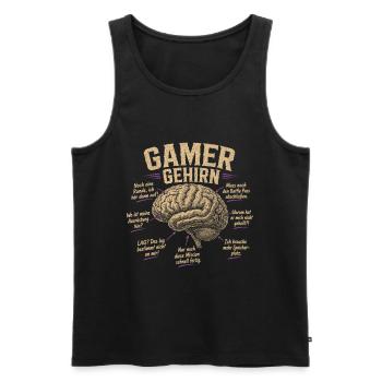 Gamer Gehirn Humor Shirt - Männer Premium Bio Tank Top - Schwarz - Vorne - Michal (187cm)