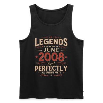18th Birthday Gift Legend June Vintage 2008 - Men's Premium Organic Tank Top - black - Front - AI Model Male 178 light (178cm)