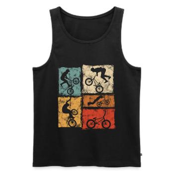 Cascades de BMX Bike Biker dans un style rétro - Débardeur bio Premium Homme - noir - Devant - Michal (187cm)