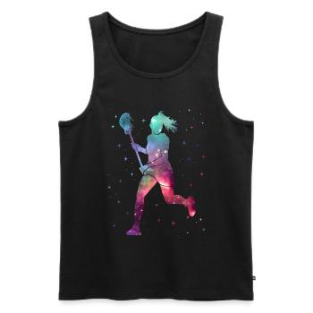 Lacrosse Player Space Women Girls Lacrosse - Men's Premium Organic Tank Top - black - Front - Michal (187cm)