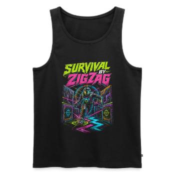 Survivance au laser tag en zigzag - Débardeur bio Premium Homme - noir - Devant - Michal (187cm)