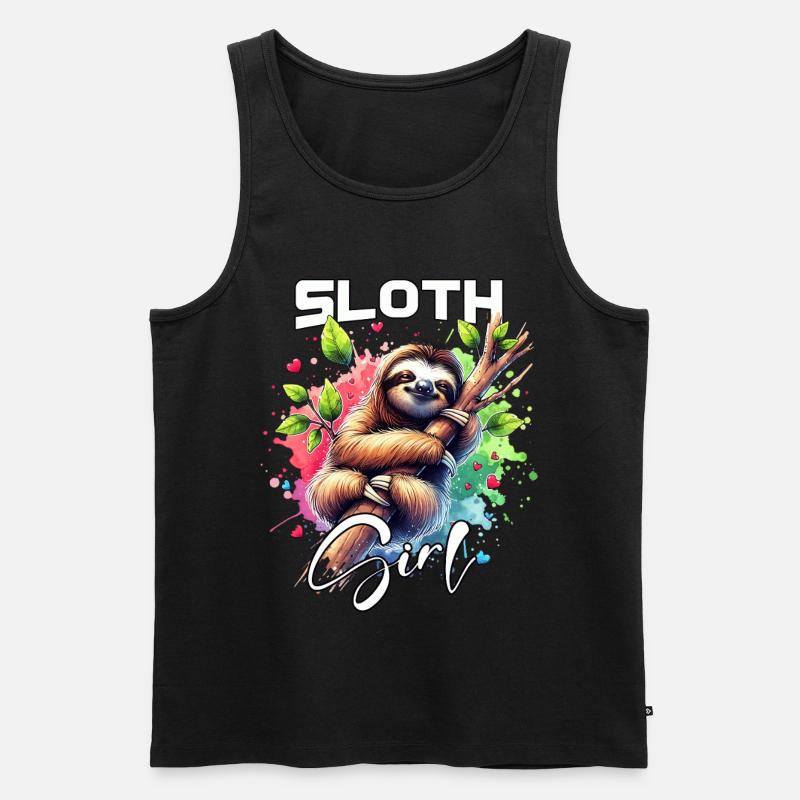 Sloth Mädchen Faultier - Männer Premium Bio Tank Top - Schwarz