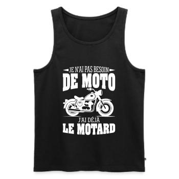 Moto Motard Cadeau Humour Personnalisé - Débardeur bio Premium Homme - noir - Devant - Michal (187cm)