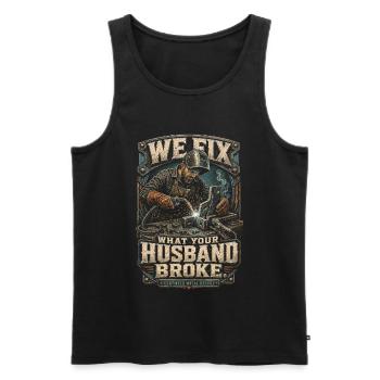 Welder Welding Specialist - Men's Premium Organic Tank Top - black - Front - AI Model Male 178 light (178cm)
