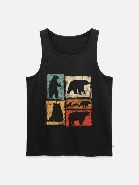 Bären Perspektiven Retro Tierdruck - Männer Premium Bio Tank Top - Schwarz