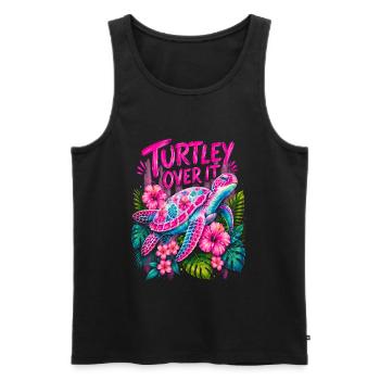 Turtley Over It Cute Turtle Flower - Männer Premium Bio Tank Top - Schwarz - Vorne - Michal (187cm)