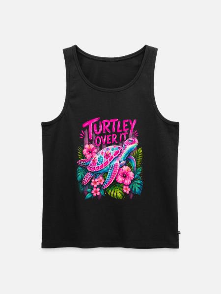 Turtley Over It Cute Turtle Flower - Men's Premium Organic Tank Top - black
