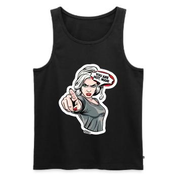 Pointage Féminin Féroce Comique - Débardeur bio Premium Homme - noir - Devant - Michal (187cm)