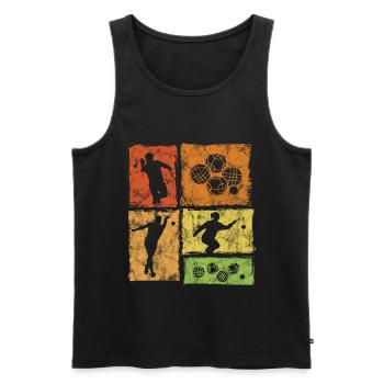Joueur de bocce et de pétanque Style graphique vintage - Débardeur bio Premium Homme - noir - Devant - Michal (187cm)