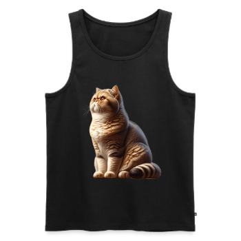 Exotische Kurzhaarkatze - Männer Premium Bio Tank Top - Schwarz - Vorne - AI Model Male 178 light (178cm)