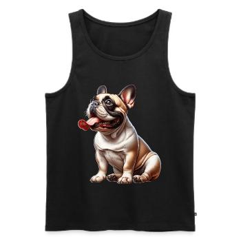 French Bulldog - Men's Premium Organic Tank Top - black - Front - Michal (187cm)