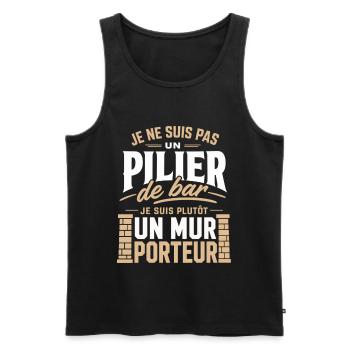 Je suis pas pilier de bar je suis Mur porteur - Débardeur bio Premium Homme - noir - Devant - Michal (187cm)