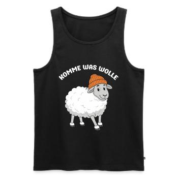 Komme was wolle lustige Schaf in der Mütze Schafe - Männer Premium Bio Tank Top - Schwarz - Vorne - Michal (187cm)