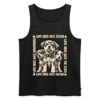Chemise Love Dogs Hate Fascism - Débardeur bio Premium Homme - noir - Devant - Michal (187cm)