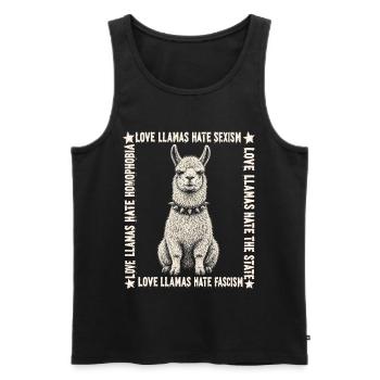 Love Llamas Hate Fascism Shirt - Débardeur bio Premium Homme - noir - Devant - Michal (187cm)