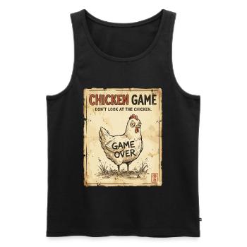 Chicken Game, Feiglingsspiel, Lustiges Huhn - Männer Premium Bio Tank Top - Schwarz - Vorne - AI Model Male 178 light (178cm)