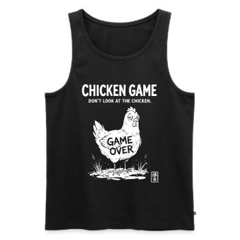 Chicken Game, Feiglingsspiel, Lustiges Huhn - Männer Premium Bio Tank Top - Schwarz - Vorne - AI Model Male 178 light (178cm)