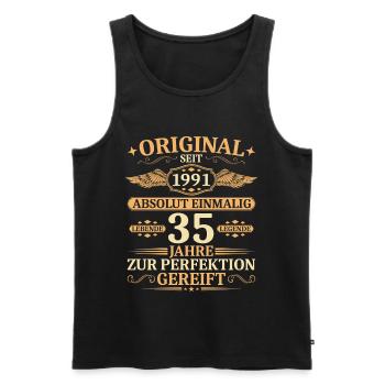 Original seit 1991 - Einmalig 35. Geburtstag - Männer Premium Bio Tank Top - Schwarz - Vorne - Michal (187cm)