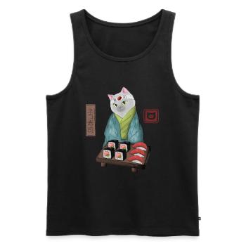 Chef Sushi Cat Cute Japanese Foodie Gift - Men's Premium Organic Tank Top - black - Front - Michal (187cm)