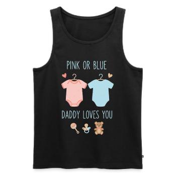 Gender Reveal Pink Or Blue Daddy Loves You Team - Men's Premium Organic Tank Top - black - Front - Michal (187cm)